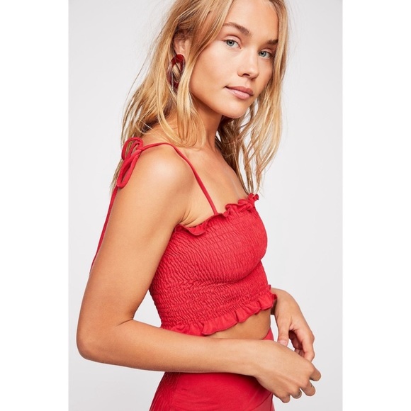 Free People Tops - Free people Fine without you smocked crop top